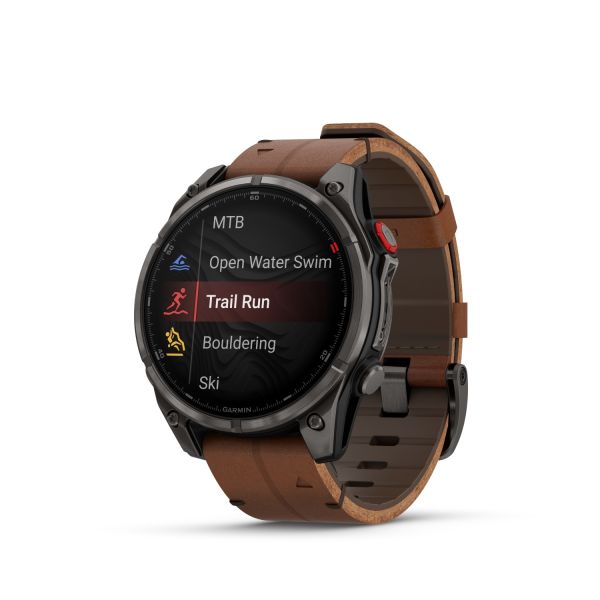 Montre Garmin Fenix 8 Pro 47mm AMOLED Sapphire Titane Bracelet Cuir + Silicone