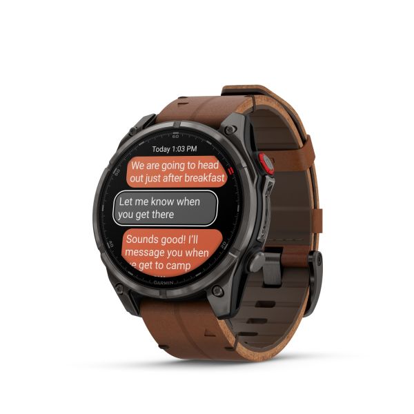 Montre Garmin Fenix 8 Pro 47mm AMOLED Sapphire Titane Bracelet Cuir + Silicone