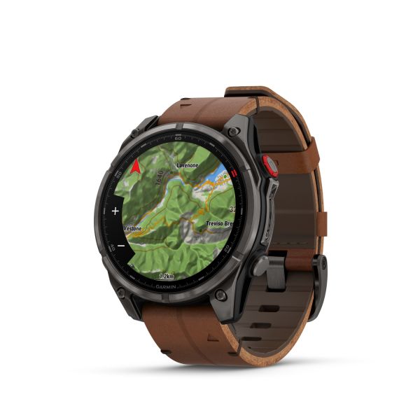 Montre Garmin Fenix 8 Pro 47mm AMOLED Sapphire Titane Bracelet Cuir + Silicone