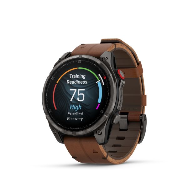 Montre Garmin Fenix 8 Pro 47mm AMOLED Sapphire Titane Bracelet Cuir + Silicone