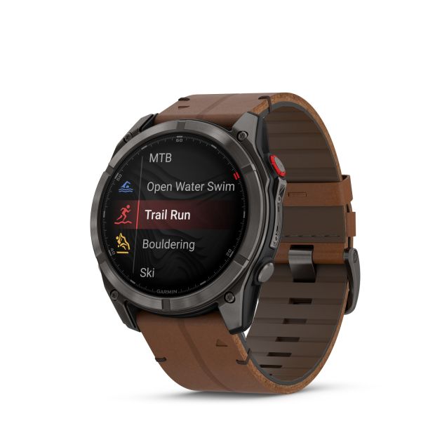 Montre Garmin Fenix 8 Pro 51mm AMOLED Sapphire Titane Bracelet Cuir + Silicone