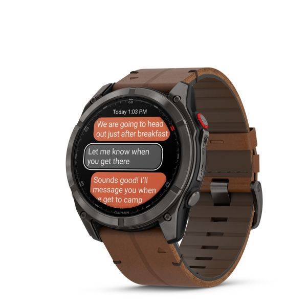 Montre Garmin Fenix 8 Pro 51mm AMOLED Sapphire Titane Bracelet Cuir + Silicone