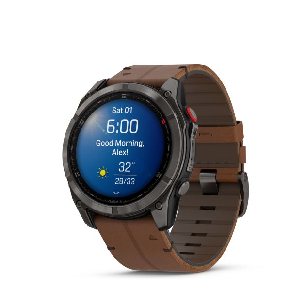 Montre Garmin Fenix 8 Pro 51mm AMOLED Sapphire Titane Bracelet Cuir + Silicone