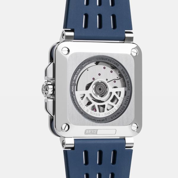 Montre BELL & ROSS BR-X3 Blue Steel Bracelet Caoutchouc