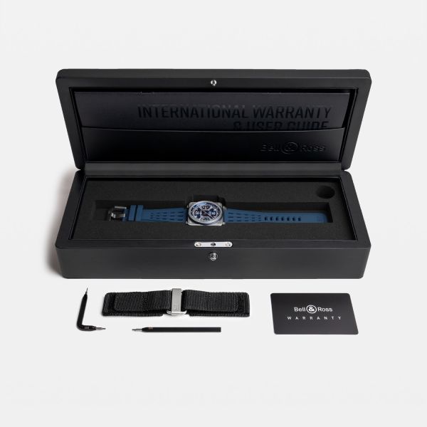 Montre BELL & ROSS BR-X3 Blue Steel Bracelet Caoutchouc