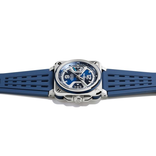 Montre BELL & ROSS BR-X3 Blue Steel Bracelet Caoutchouc