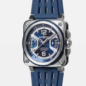 Montre BELL & ROSS BR-X3 Blue Steel Bracelet Caoutchouc