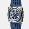 Montre BELL & ROSS BR-X3 Blue Steel Bracelet Caoutchouc