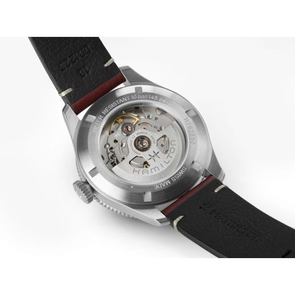 Montre Hamilton Khaki Aviation Pilot Pioneer 38mm Cadran Crème Bracelet cuir Bordeaux
