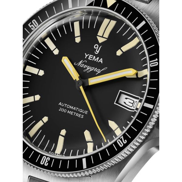 Montre Yema Navygraf Heritage Cadran Noir Bracelet Caoutchouc