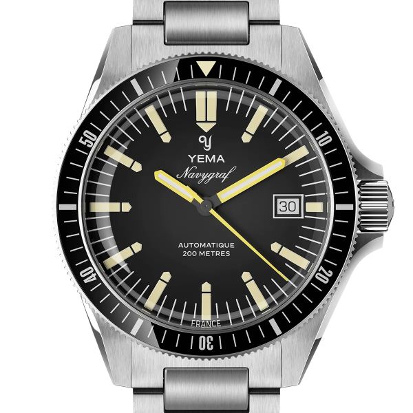 Montre Yema Navygraf Heritage Cadran Noir Bracelet Acier