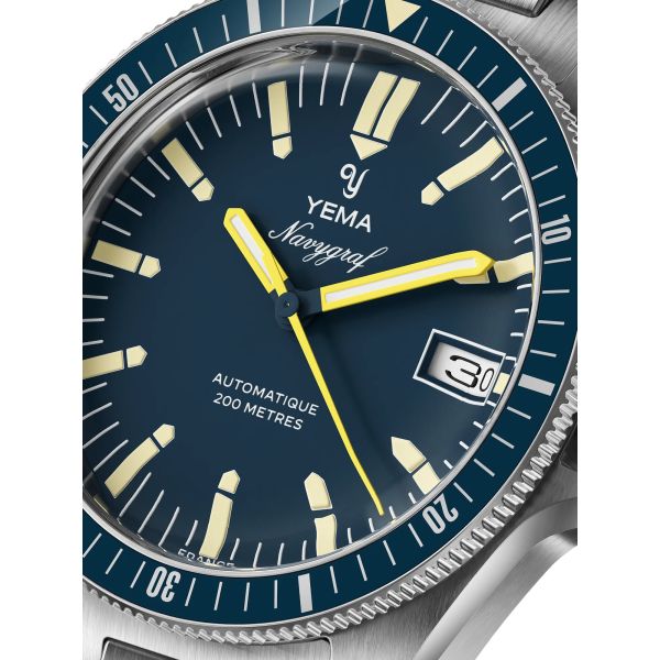 Montre Yema Navygraf Heritage Cadran Bleu Bracelet Caoutchouc