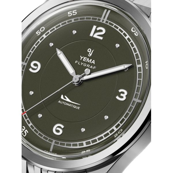 Montre Yema Flygraf Pilot Cadran Kaki Bracelet Acier