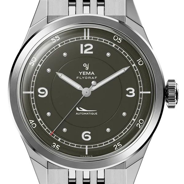 Montre Yema Flygraf Pilot Cadran Kaki Bracelet Acier