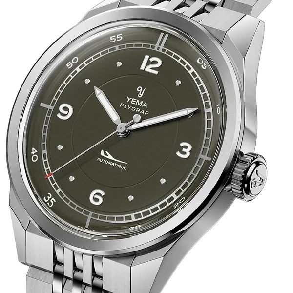 Montre Yema Flygraf Pilot Cadran Kaki Bracelet Acier