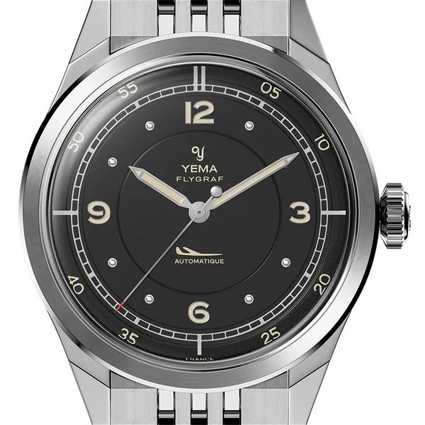 Montre Yema Flygraf Pilot Cadran Noir Bracelet Acier