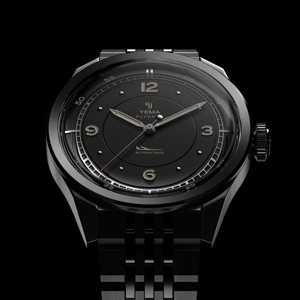 Montre Yema Flygraf Pilot Cadran Noir Bracelet Acier