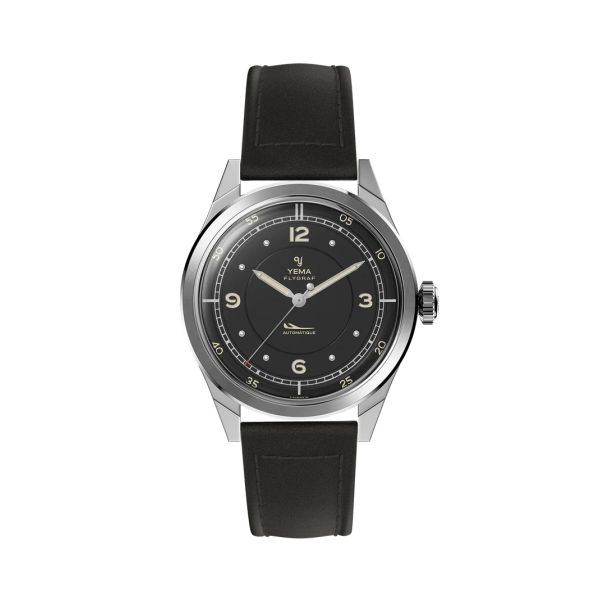 Montre Yema Flygraf Pilot Cadran Noir Bracelet Cuir