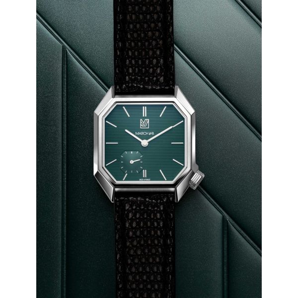 Montre MARCH LA.B Mansart Petite Seconde Cadran Grall Bracelet Lézard Noir