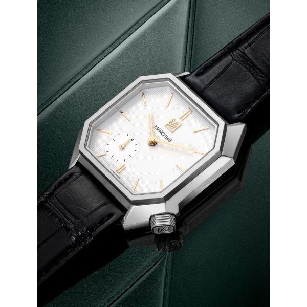 Montre MARCH LA.B Mansart Petite Seconde Cadran Shelter Bracelet Alligator Noir