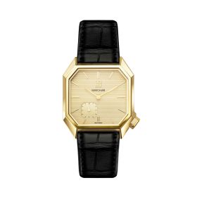 Montre MARCH LA.B Mansart Petite Seconde Cadran Golden Hour Bracelet Alligator Noir