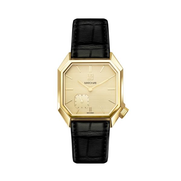 Montre MARCH LA.B Mansart Petite Seconde Cadran Golden Hour Bracelet Alligator Noir