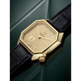 Montre MARCH LA.B Mansart Petite Seconde Cadran Golden Hour Bracelet Alligator Noir