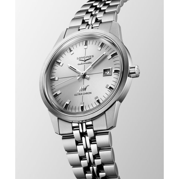 Montre Longines Ultra-chron Classic 40 mm Automatique Cadran Argenté Bracelet Acier