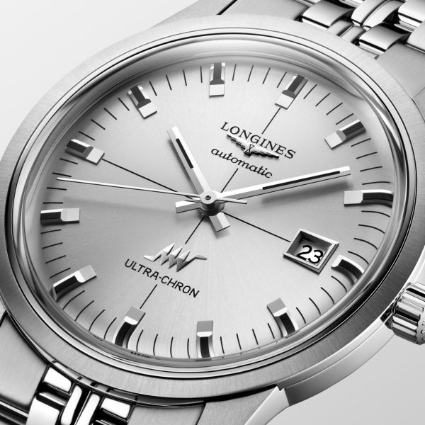 Montre Longines Ultra-chron Classic 40 mm Automatique Cadran Argenté Bracelet Acier