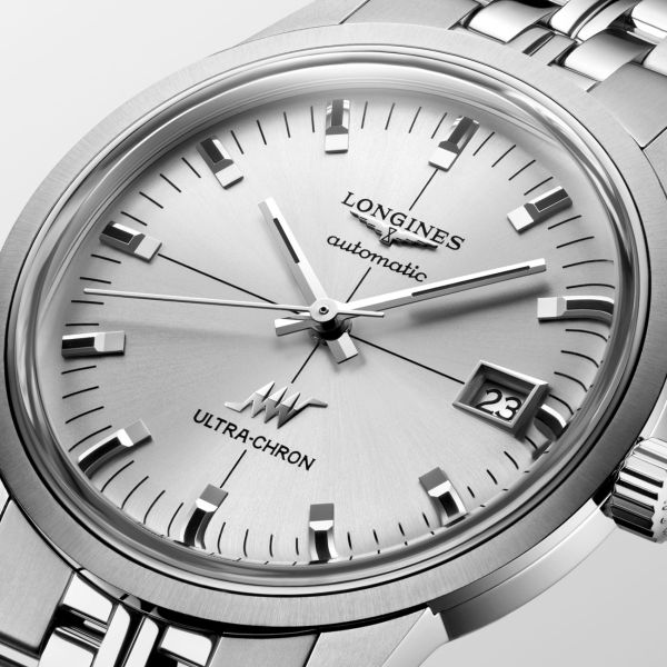 Montre Longines Ultra-chron Classic 37 mm Automatique Cadran Argenté Bracelet Acier