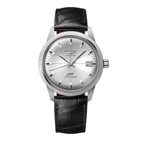 Montre Longines Ultra-chron Classic 37 mm Automatique Cadran Argenté Bracelet Alligator