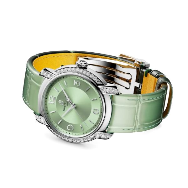 Montre Breitling Lady Premier Automatic 36 Cadran Vert Bracelet Cuir