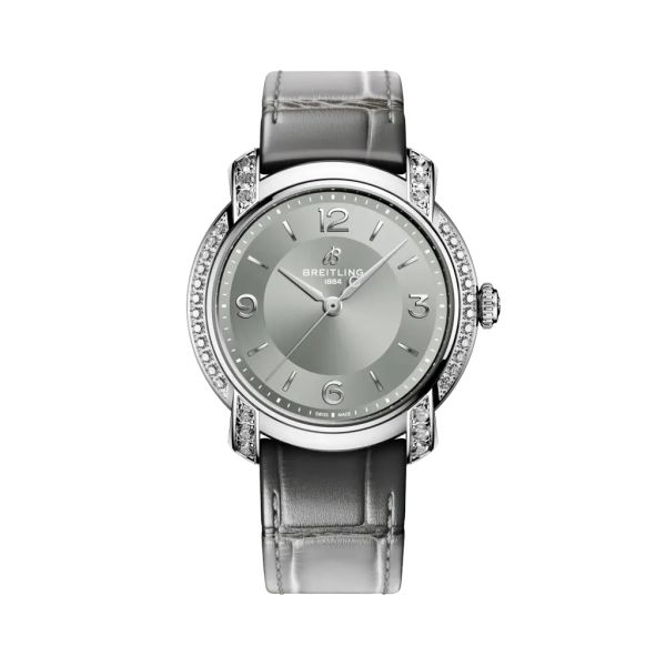 Montre Breitling Lady Premier Automatic 36 Cadran Gris Bracelet Cuir