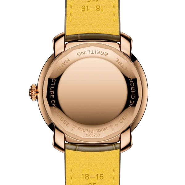 Montre Breitling Lady Premier Automatic 36 Or Rose Bracelet Cuir Brun