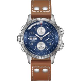 Montre Hamilton Khaki Aviation X-Wind Autochrono Cadran Bleu Bracelet cuir