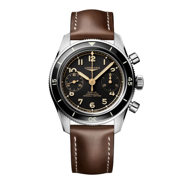 Montre Longines Spirit Flyback Automatique 39.5mm Cadran Noir Bracelet cuir