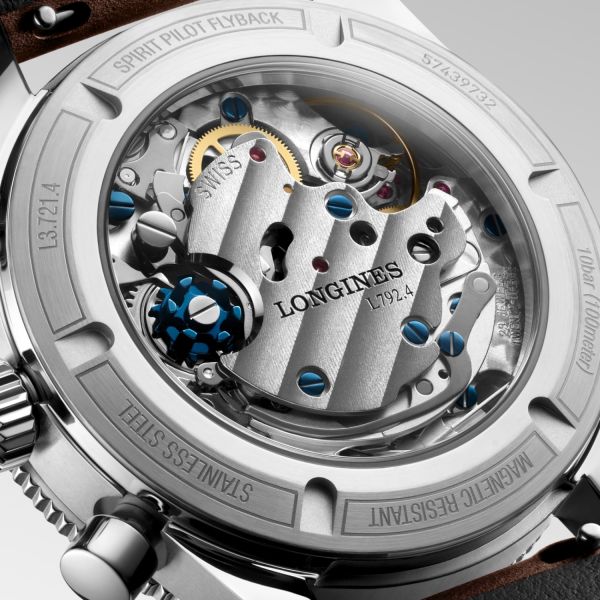 Montre Longines Spirit Flyback Automatique 39.5mm Cadran Noir Bracelet cuir