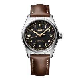 Montre Longines Spirit Flyback Automatique 42 mm Cadran Noir Bracelet cuir