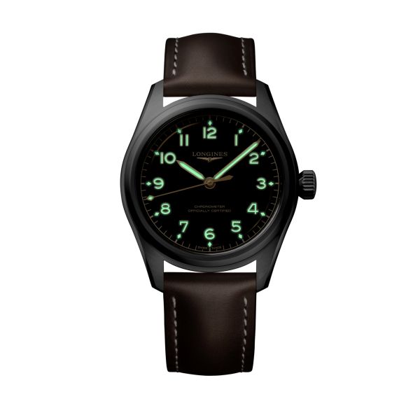 Montre Longines Spirit Pilot Automatique 39mm Cadran Noir Bracelet cuir