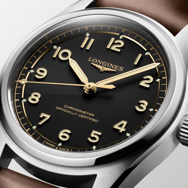 Montre Longines Spirit Pilot Automatique 39mm Cadran Noir Bracelet cuir
