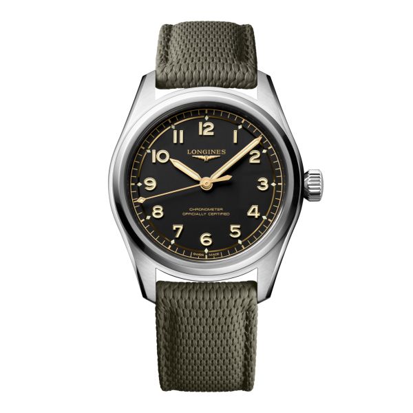 Montre Longines Spirit Pilot Automatique 39mm Cadran Noir Bracelet Caoutchouc