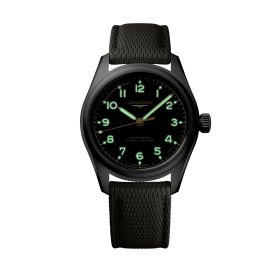 Montre Longines Spirit Pilot Automatique 39mm Cadran Noir Bracelet Caoutchouc
