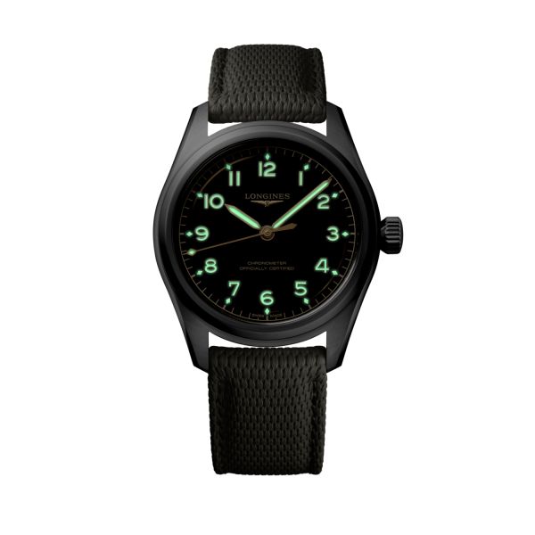 Montre Longines Spirit Pilot Automatique 39mm Cadran Noir Bracelet Caoutchouc