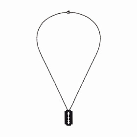 Pendentif sur Châine Dinh Van Lame de Rasoir Moyen Modèle 45cm Titane Noir