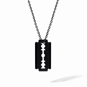 Pendentif sur Châine Dinh Van Lame de Rasoir Moyen Modèle 45cm Titane Noir