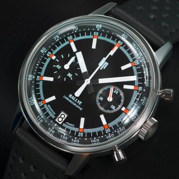 Montre LIP Rallye Méca Quartz Cadran Noir Bracelet Cuir