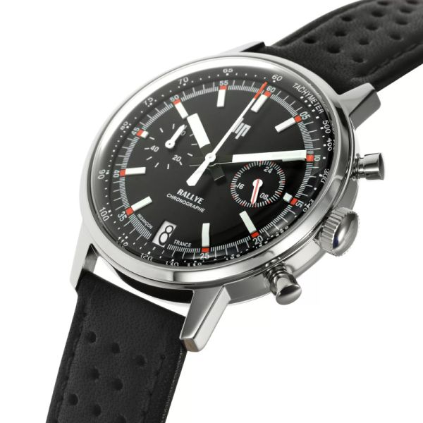 Montre LIP Rallye Méca Quartz Cadran Noir Bracelet Cuir