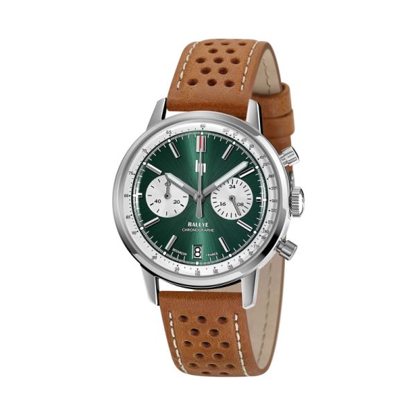 Montre LIP Rallye Méca Quartz Chrono Cadran vert Bracelet Cuir