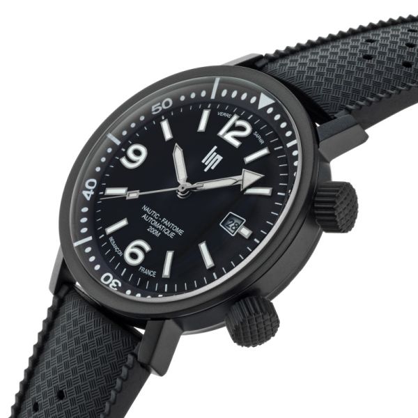 Montre LIP Nautic-ski Automatique Cadran Noir Bracelet Caoutchouc vulcanisé