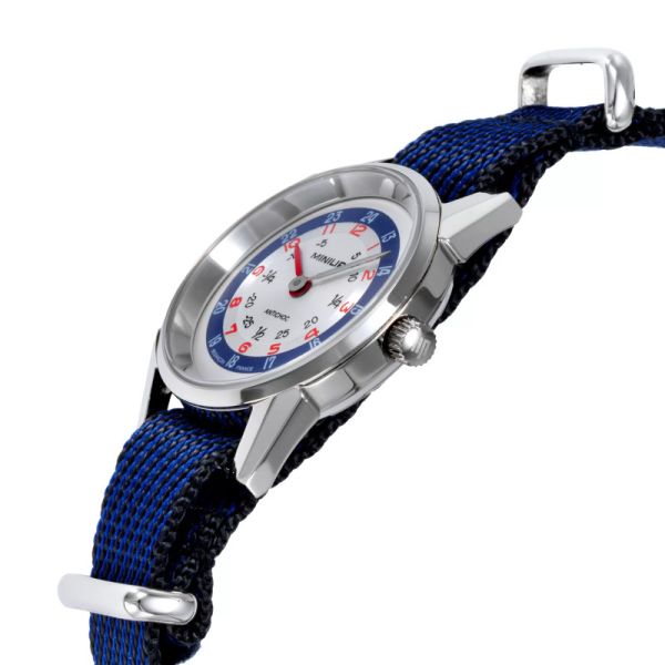 Montre LIP Minilip Quartz Cadran Argenté Bracelet Nylon Nleu